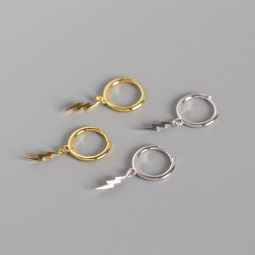 Bi-fold Lightning Pattern Dangle Earrings