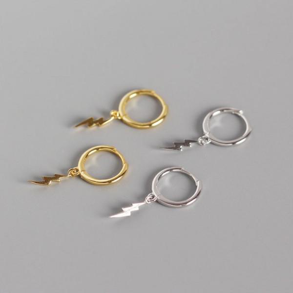 Bi-fold Lightning Pattern Dangle Earrings