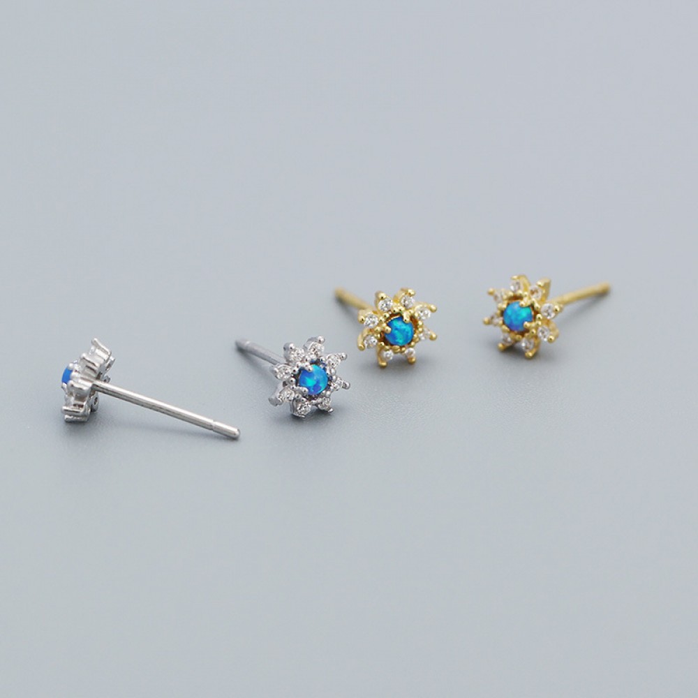 Sparkling Opal Stamen Flower Stud Earrings - MLYH585