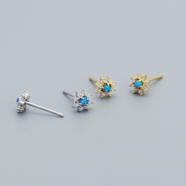 Sparkling Opal Stamen Flower Stud Earrings