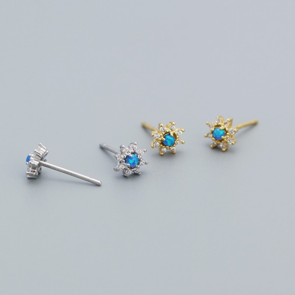 Sparkling Opal Stamen Flower Stud Earrings