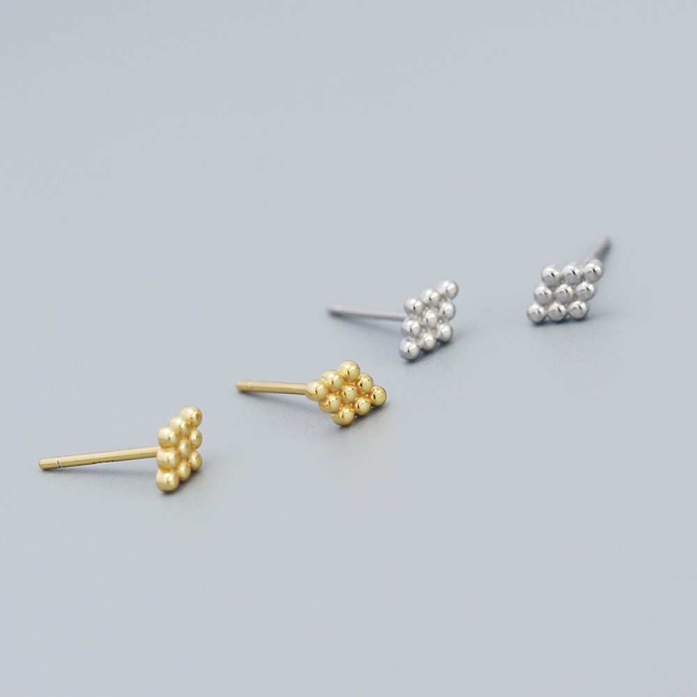 Minimalist Beaded Rhombus Stud Earrings - MLYH589