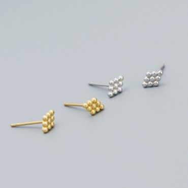 Minimalist Beaded Rhombus Stud Earrings