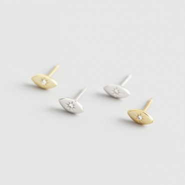 Minimalist Solitaire Evil Eye Stud Earrings