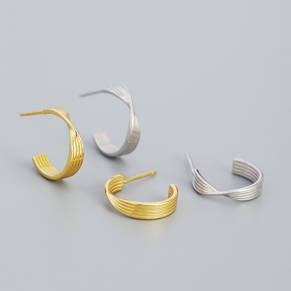 Elegant C-shaped Twisted Stud Earrings - MLYH595