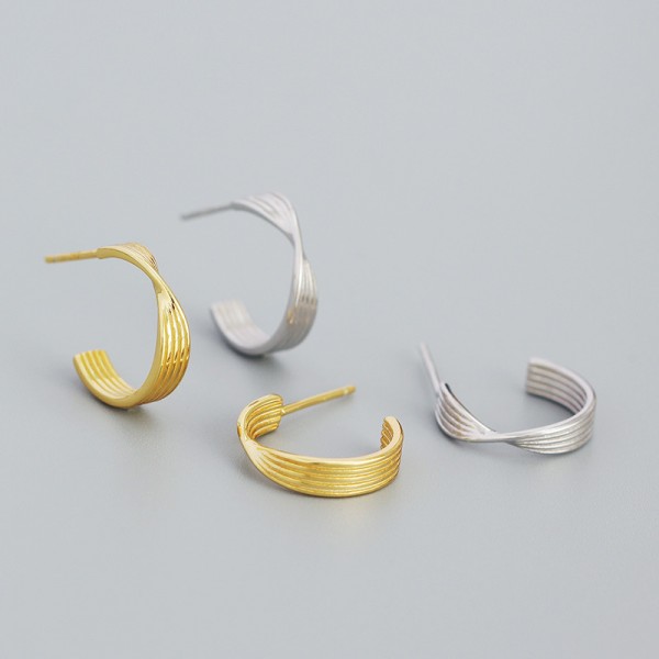 Elegant C-shaped Twisted Stud Earrings