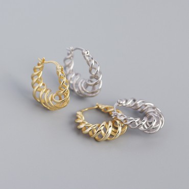 Hollow Spring Twist Hoop Earrings