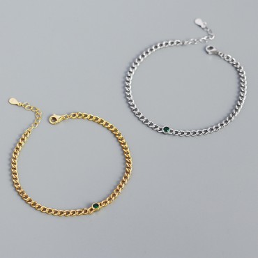 Solitaire Teardrop Clasp Chain Bracelet