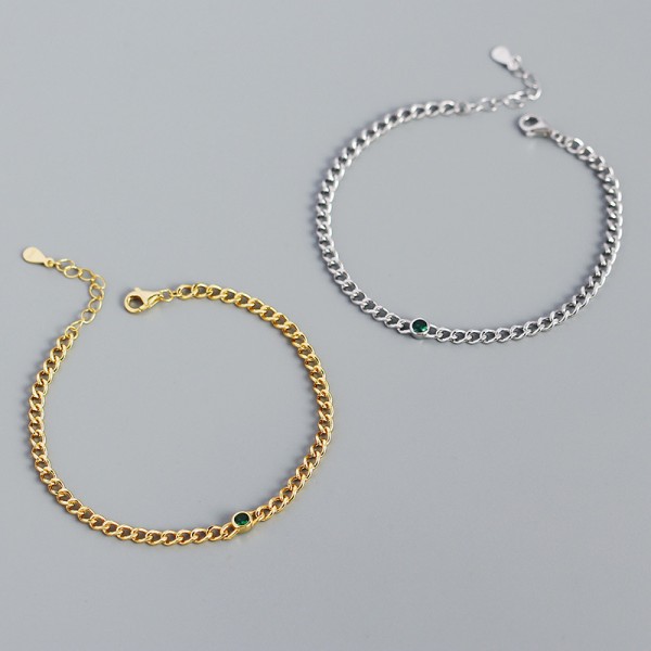 Solitaire Teardrop Clasp Chain Bracelet