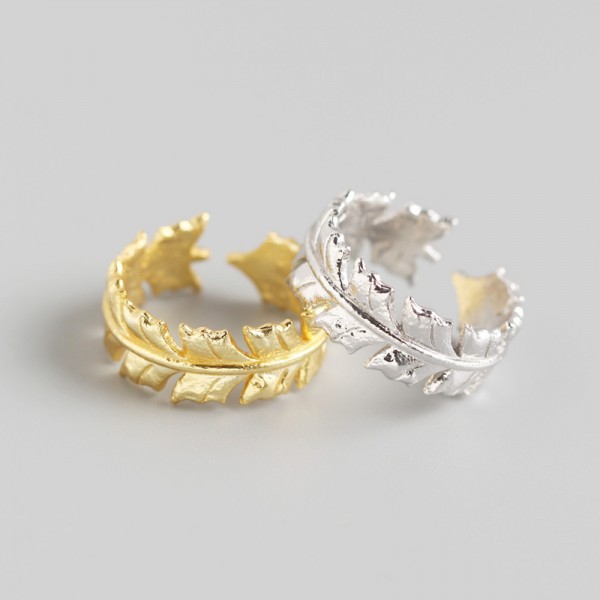 Tinfoil Textured Leaf Open Ring