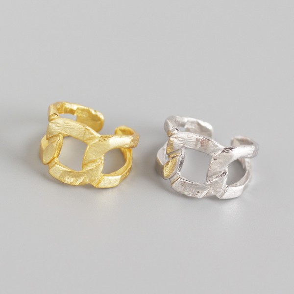 Tinfoil Textured Chain Shaped Open Ring