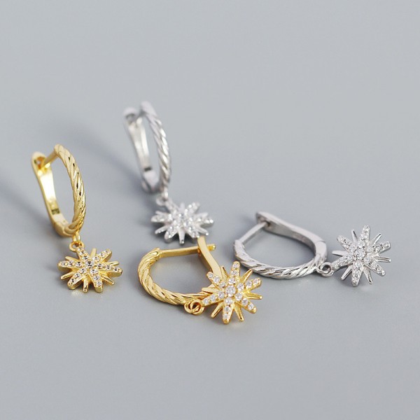 U-shaped Snowflake Dangle Earrings