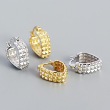 Metallic Gear Shaped Heart Hoop Earrings