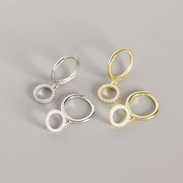Elegant Pave Circle Dangle Earrings