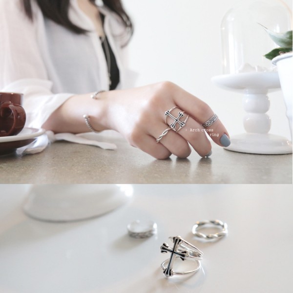 Vintage Latin Cross Pattern Open Ring