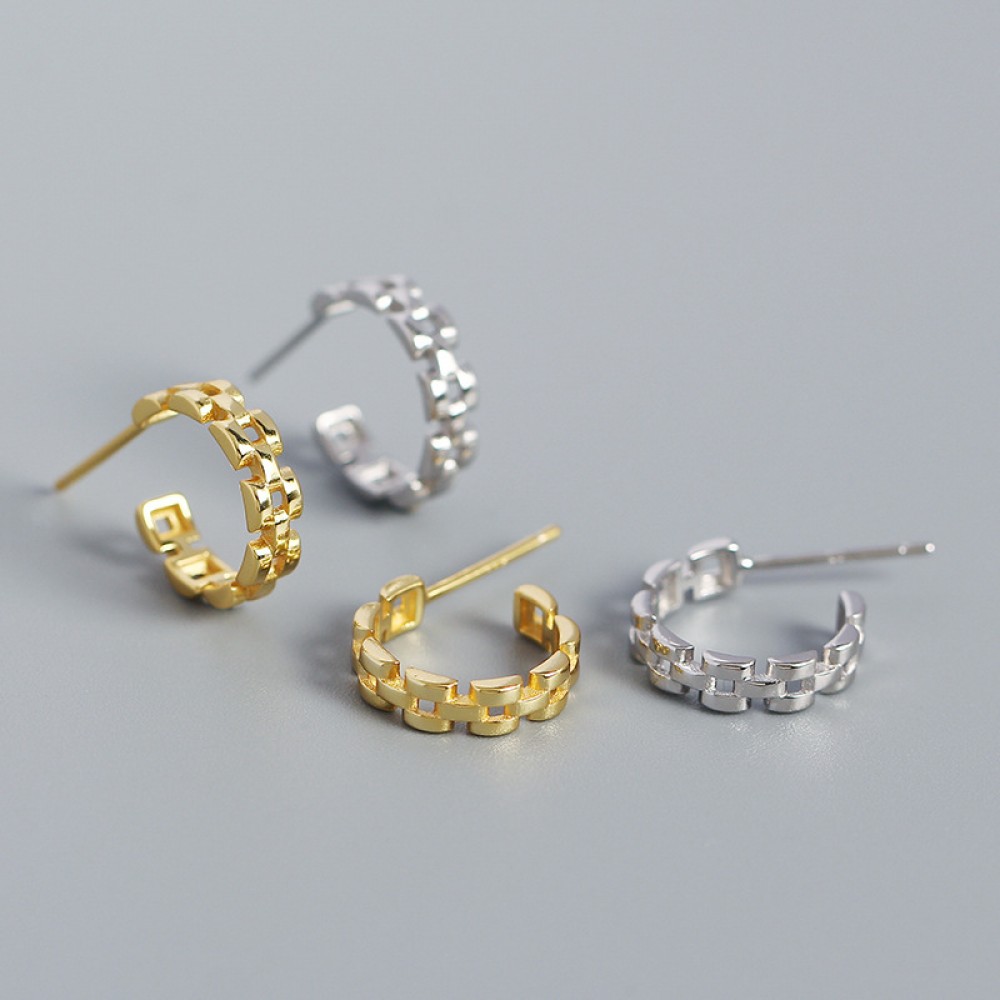 C-shaped Watch Chain Stud Earrings - MLYH618