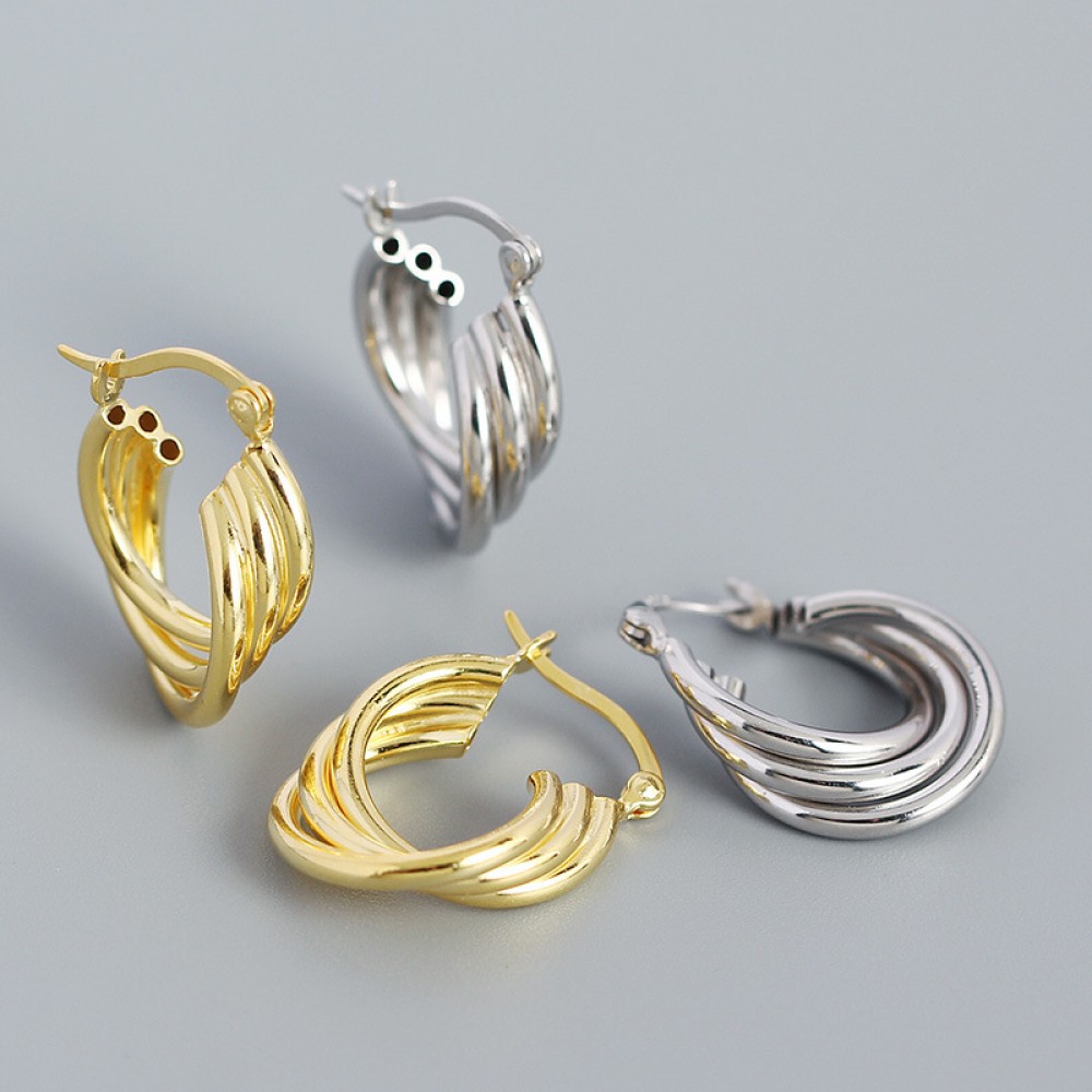 Wrapped Hollow Tube Hoop Earrings - MLYH620