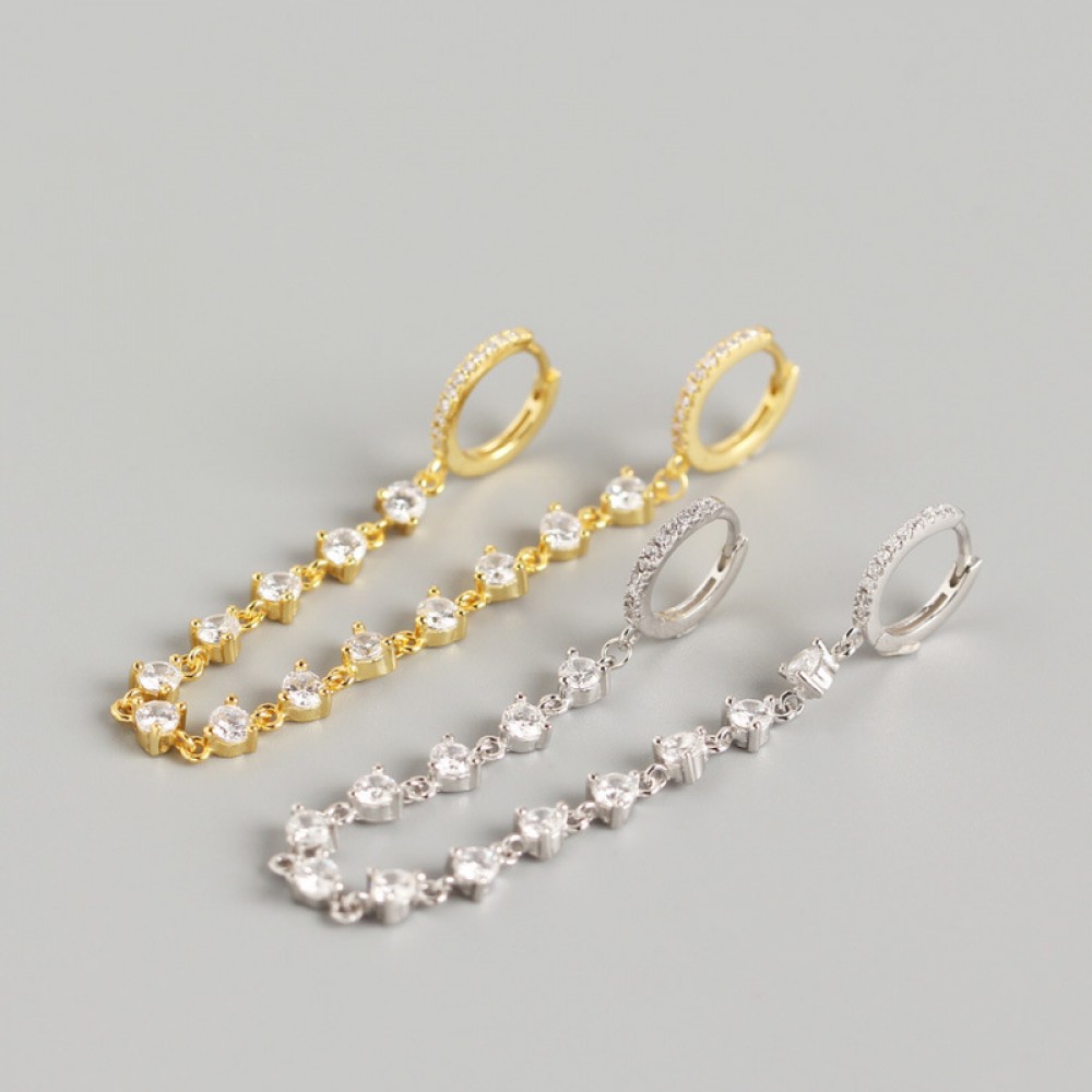 Beaded Gems Chain Earrings - MLYH626