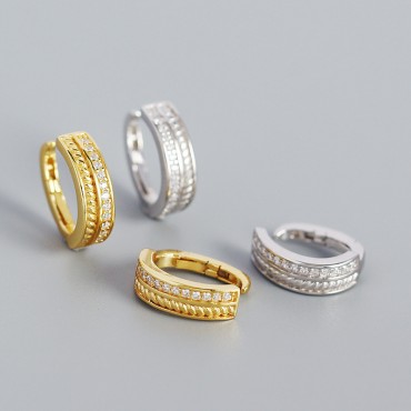 Twist and Gems Row Hoop Earrings