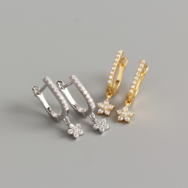 U-shaped Forget Me Not Dangle Earrings