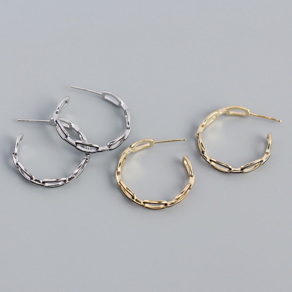 C-shape Chain Shaped Stud Earrings - MLYH633