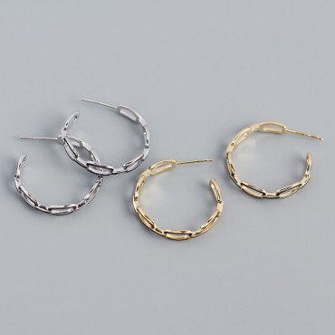 C-shape Chain Shaped Stud Earrings