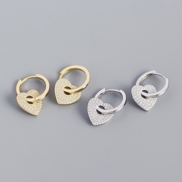 Elegant Pave Heart Hoop Earrings