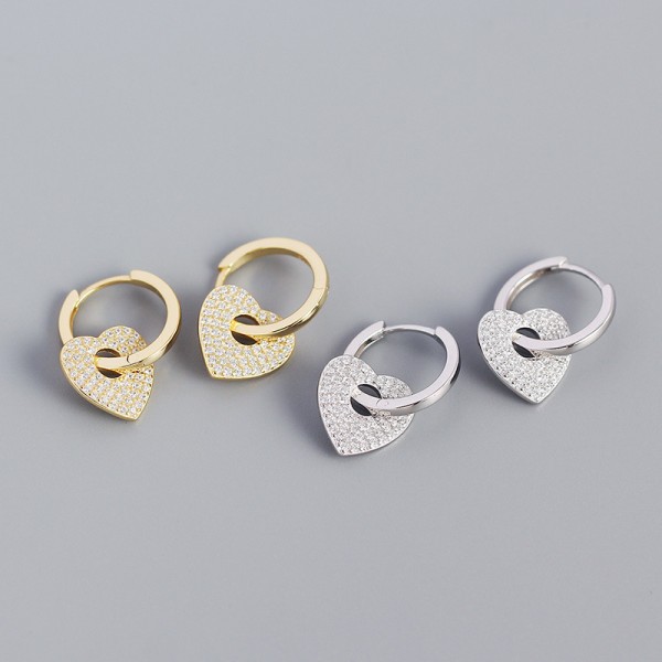 Elegant Pave Heart Hoop Earrings