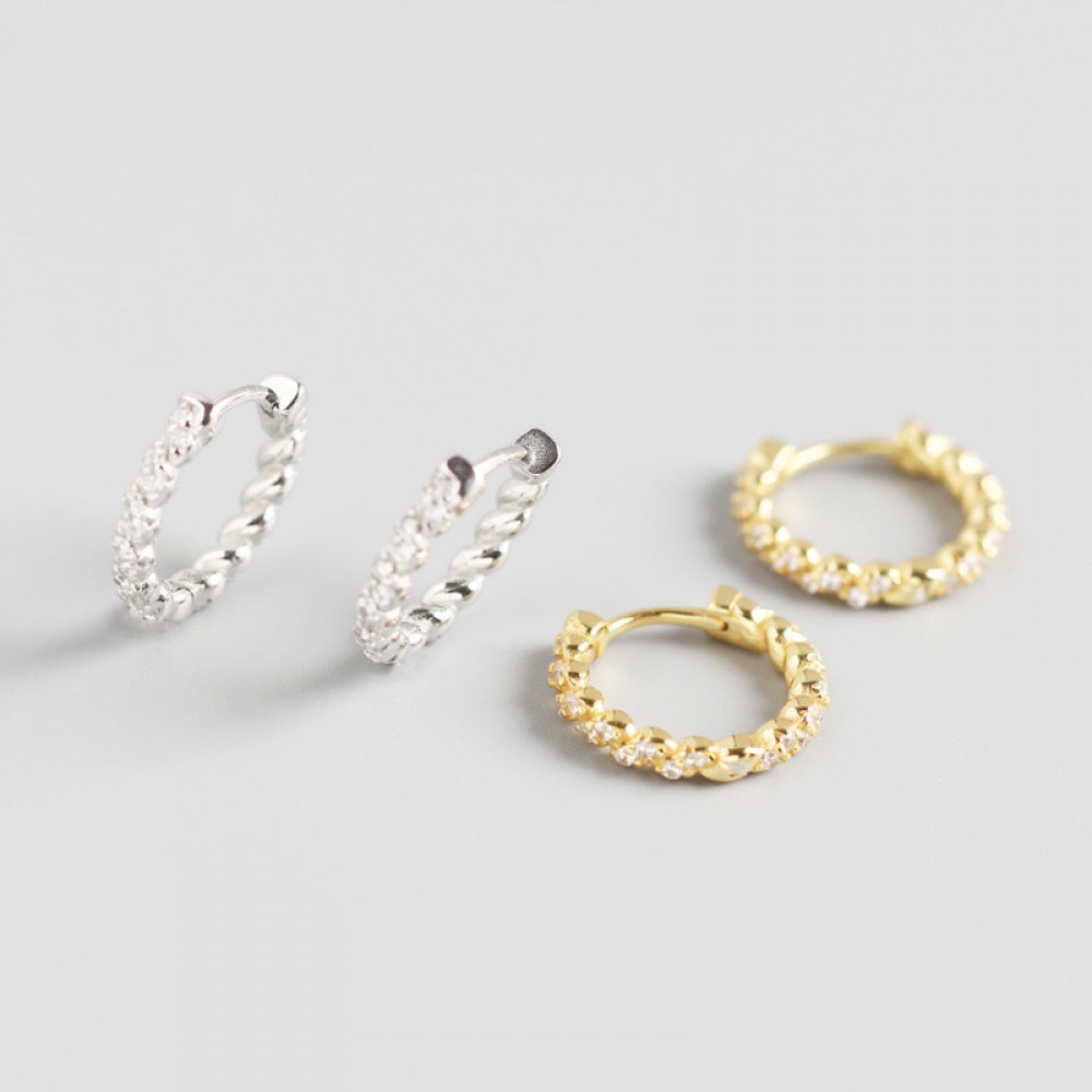 Niche Pave Twist Hoop Earrings - MLYH640