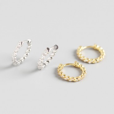 Niche Pave Twist Hoop Earrings