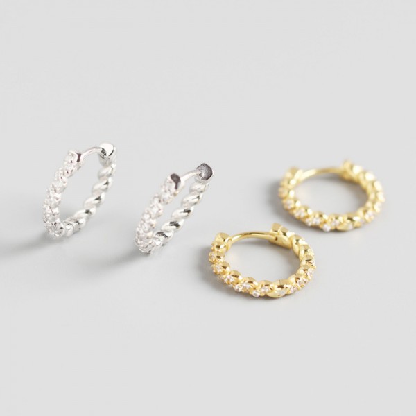Niche Pave Twist Hoop Earrings