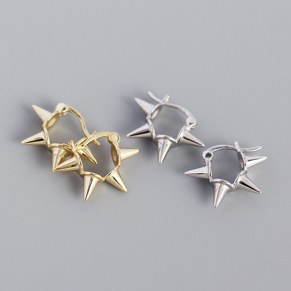 Punk Style Rivets Hoop Earrings - MLYH643
