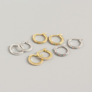 Pave Rhinestone Row Hoop Earrings