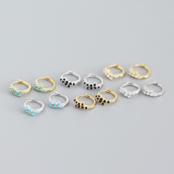 Minimalist Stacked Beaded Gems Hoop Earrings