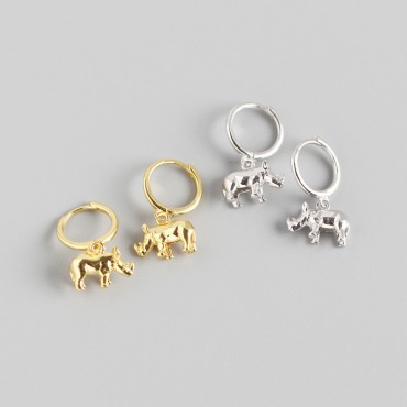 Cute 3D Rhino Dangle Earrings