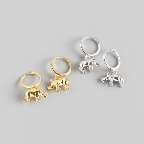 Cute 3D Rhino Dangle Earrings