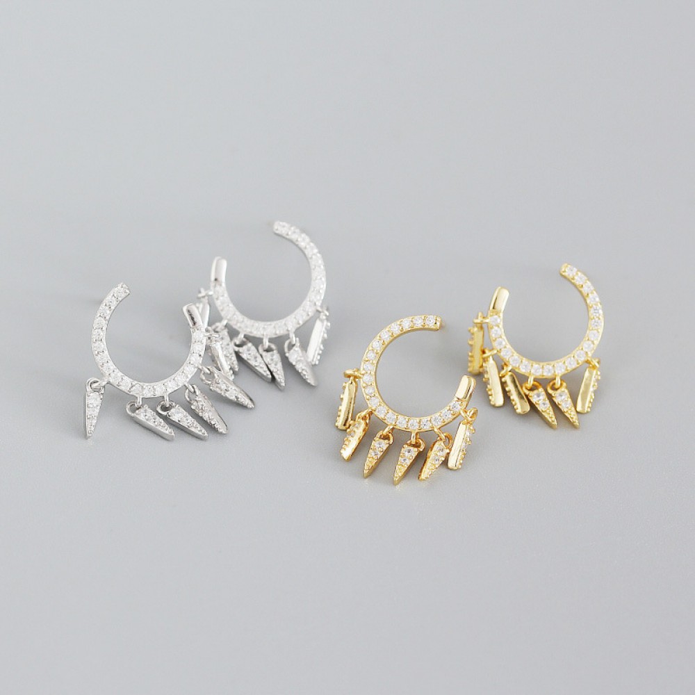 C-shaped Tapered Charms Stud Earrings - MLYH659