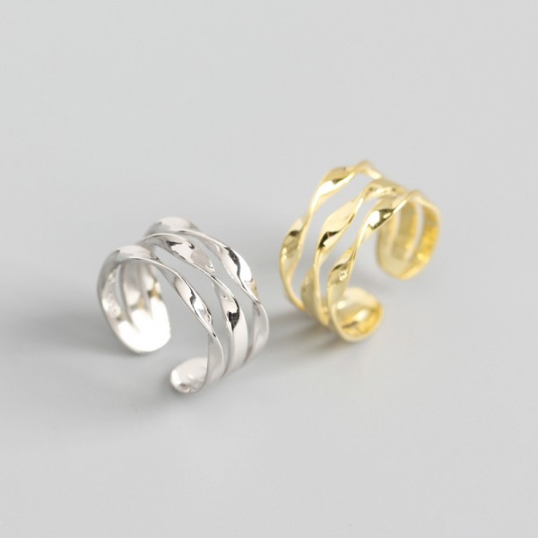 Minimalist Triple Twist Line Open Ring