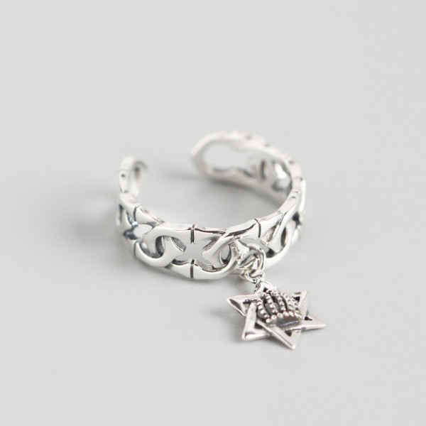 Vintage Hexagon Star Crown Open Ring