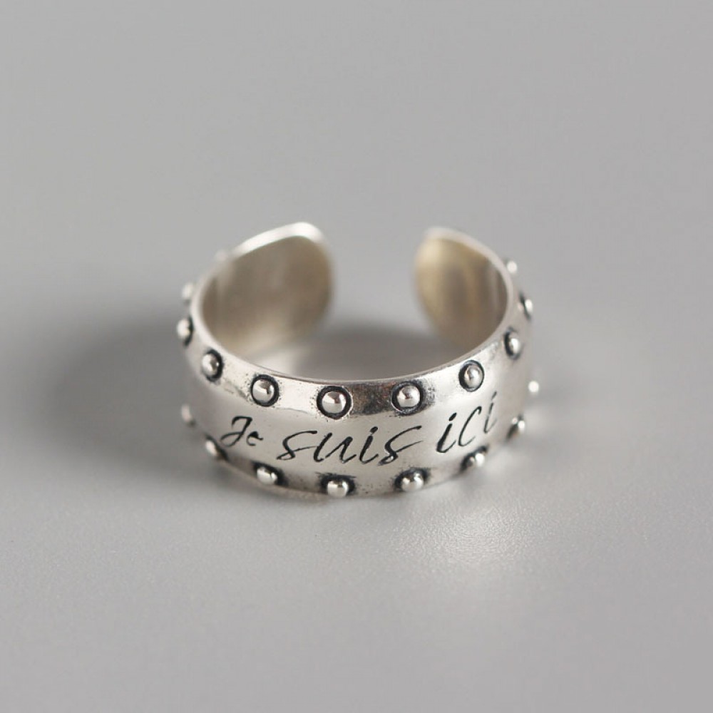French I Am Here Engraved Open Ring - MLYH667