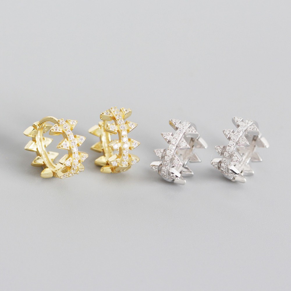 Punk Style Pave Rivets Hoop Earrings - MLYH673