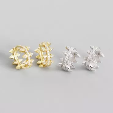 Punk Style Pave Rivets Hoop Earrings