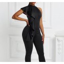 Sleeveless Sexy Ruffled Jumpsuit in Black - LMT082-B-N