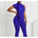 Sleeveless Sexy Ruffled Jumpsuit in Dark-Blue - LMT082-RB-N