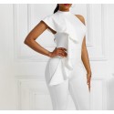 Sleeveless Sexy Ruffled Jumpsuit in White - LMT082-W-N