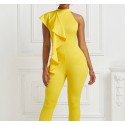 Sleeveless Sexy Ruffled Jumpsuit in Yellow - LMT082-Y-N