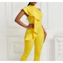 Sleeveless Sexy Ruffled Jumpsuit in Yellow - LMT082-Y-N