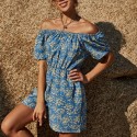 Summer One-Shoulder Fashion Short Jumpsuit in Blue - LMT104-B-N