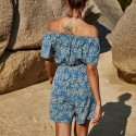 Summer One-Shoulder Fashion Short Jumpsuit in Blue - LMT104-B-N